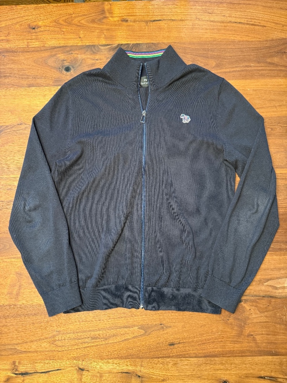 Paul Smith Black Merino Wool Full-Zip Cardigan Mens Medium